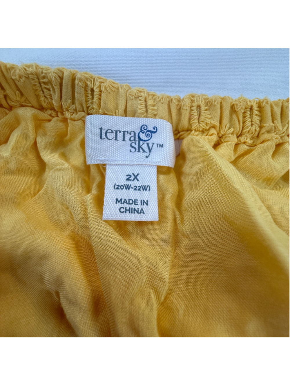 Terra & Sky Eyelet Midi Dress 2X Yellow Button Front Cottagecore Boho Plus Size - Picture 3 of 7